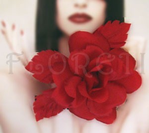 Bridal Red Bermuda Queen Silk Rose Handmade Flower Wedding Hair Accessory
